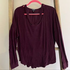 Express Double VNeck Lightweight Sweater